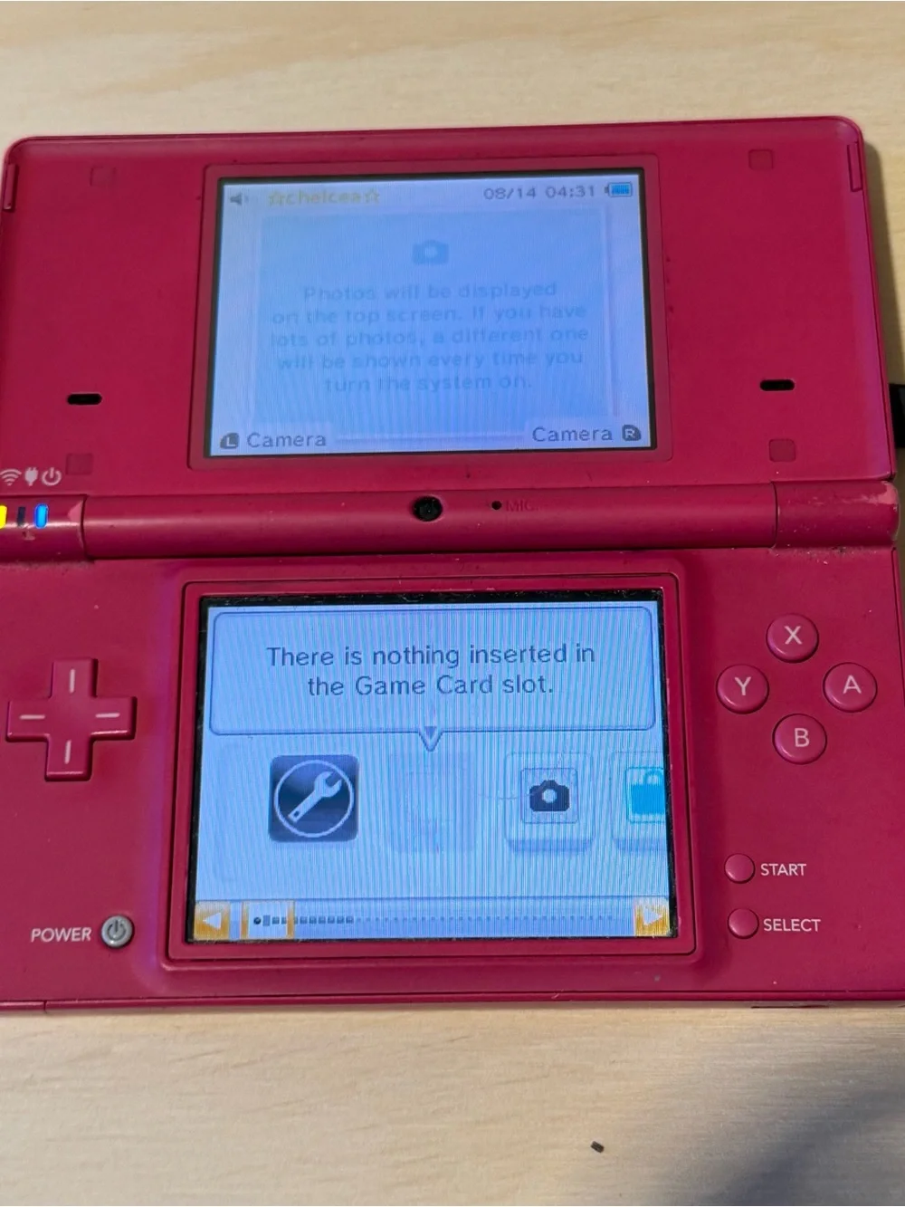 Nintendo DSi Console Hot Pink No Charger Tested Good Loose Top Hinge Read Info!